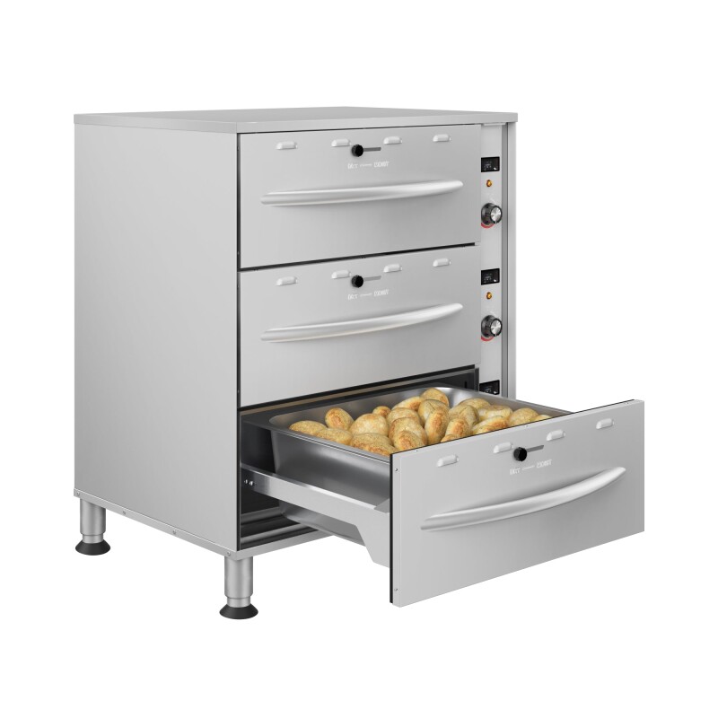 Three-Drawer Commercial Free Standing Warming Drawer in Stainless-Steel KMWDM3