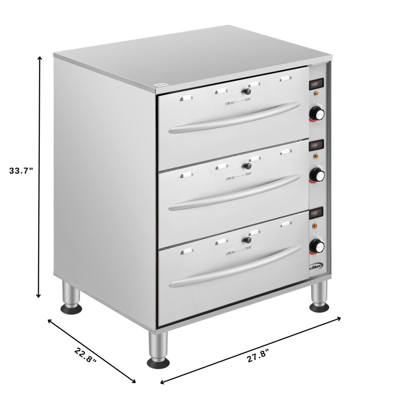 Three-Drawer Commercial Free Standing Warming Drawer in Stainless-Steel KMWDM3