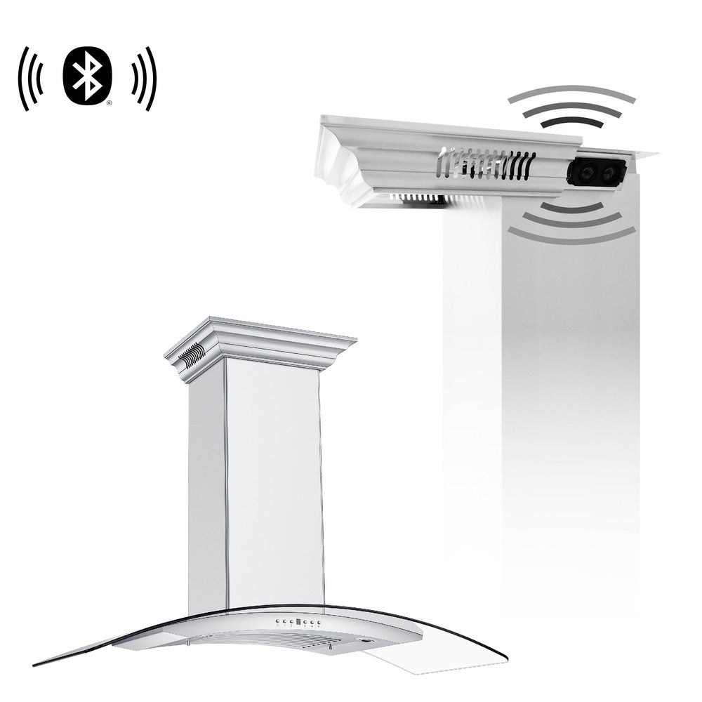 48" CrownSound‚ Ducted Vent Wall Mount Range Hood with Built-in Bluetooth Speakers - 48 Inch KN4CRNBT48