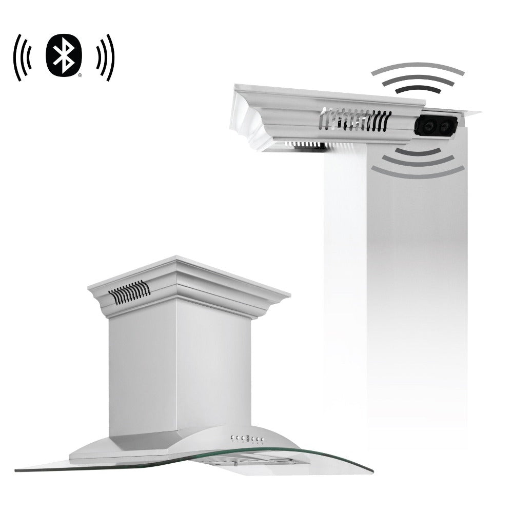 36" CrownSound‚ Ducted Vent Wall Mount Range Hood with Built-in Bluetooth Speakers - 36 Inch KNCRNBT36