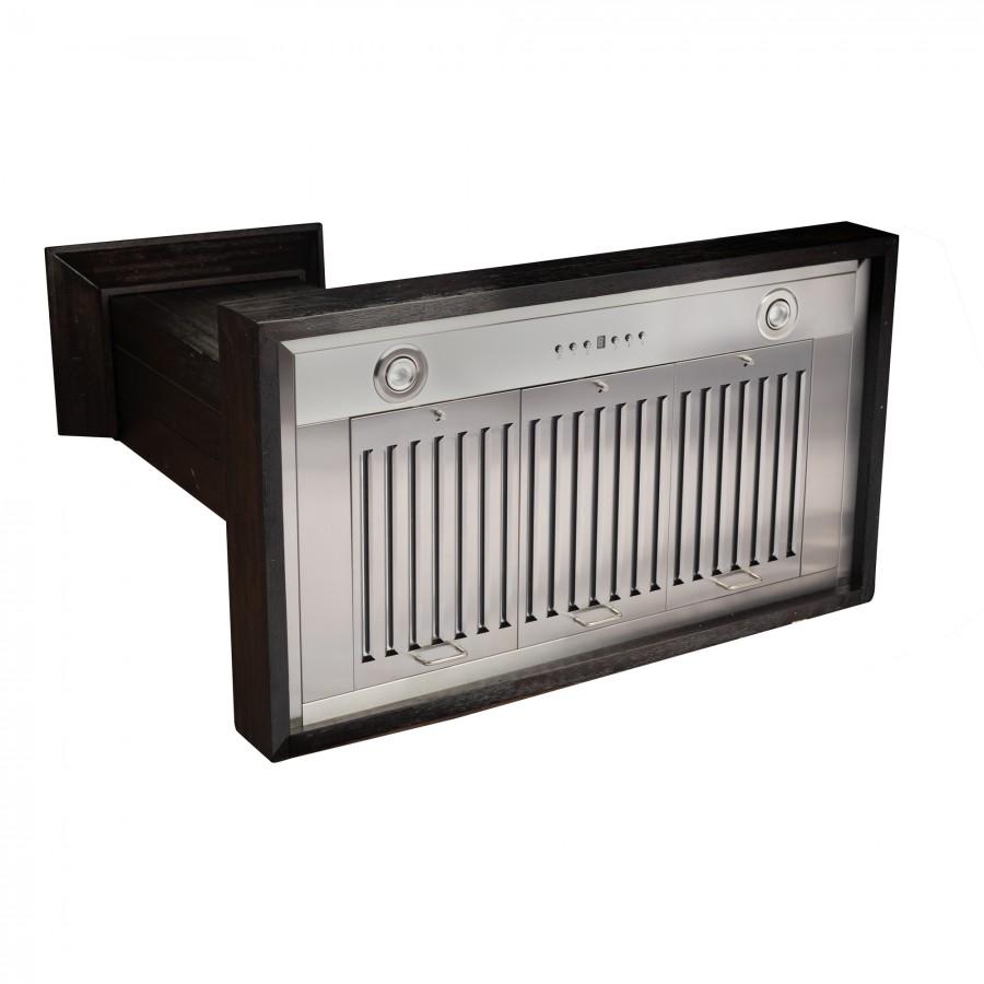 36 In. Wooden Convertible Vent Wall Mount Range Hood In Rustic Dark Finish KPDD36