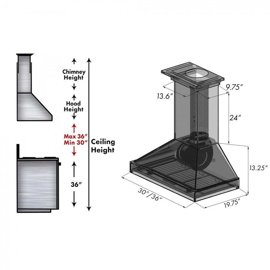 36 In. Wooden Convertible Vent Wall Mount Range Hood In Rustic Dark Finish KPDD36