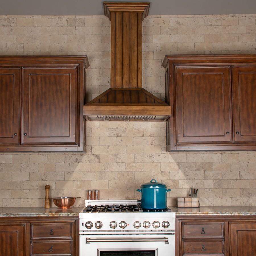 36" Wooden Convertible Vent Wall Mount Range Hood  - Includes Motor - 36 Inch KPLL36