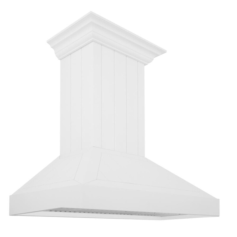 ZLINE 36 in. Wooden Wall Mount Range Hood in Shiplap Bright White Finish (KPWW-36) KPWW36
