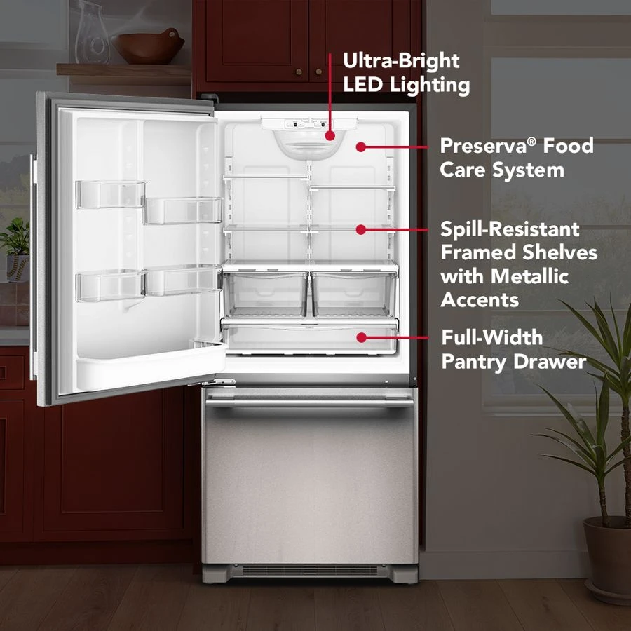 19 Cu. Ft. 30-Inch Standard-Depth Bottom Mount Refrigerator with Left Door Swing KRBL130SPS