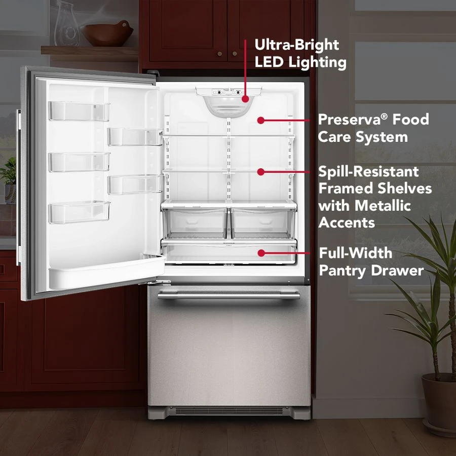 22 Cu. Ft. 33-Inch Standard-Depth Bottom Mount Refrigerator with Left Door Swing KRBL133SPS