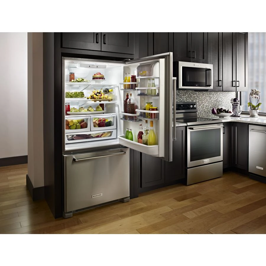22 cu. ft. 33-Inch Width Full Depth Non Dispense Bottom Mount Refrigerator KRBR102ESS