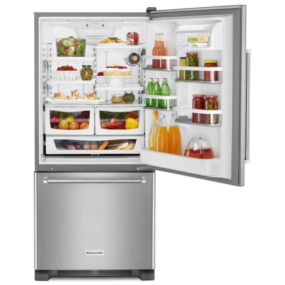 19 cu. ft. 30-Inch Width Full Depth Non Dispense Bottom Mount Refrigerator KRBR109ESS