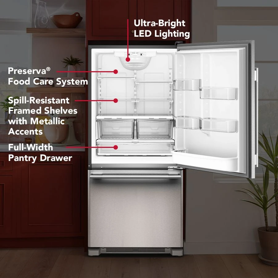 19 Cu. Ft. 30-Inch Standard-Depth Bottom Mount Refrigerator with Right Door Swing KRBR130SPS
