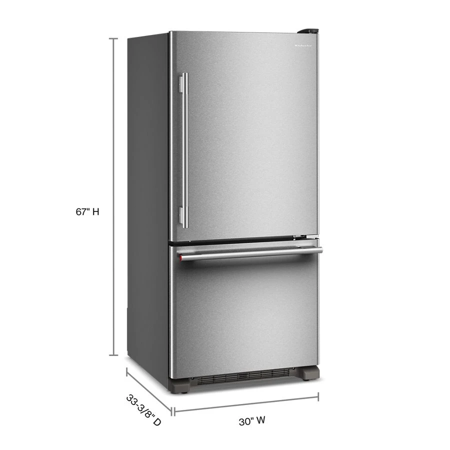 19 Cu. Ft. 30-Inch Standard-Depth Bottom Mount Refrigerator with Right Door Swing KRBR130SPS
