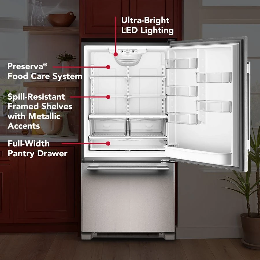 22 Cu. Ft. 33-Inch Standard-Depth Bottom Mount Refrigerator with Right Door Swing KRBR133SPS
