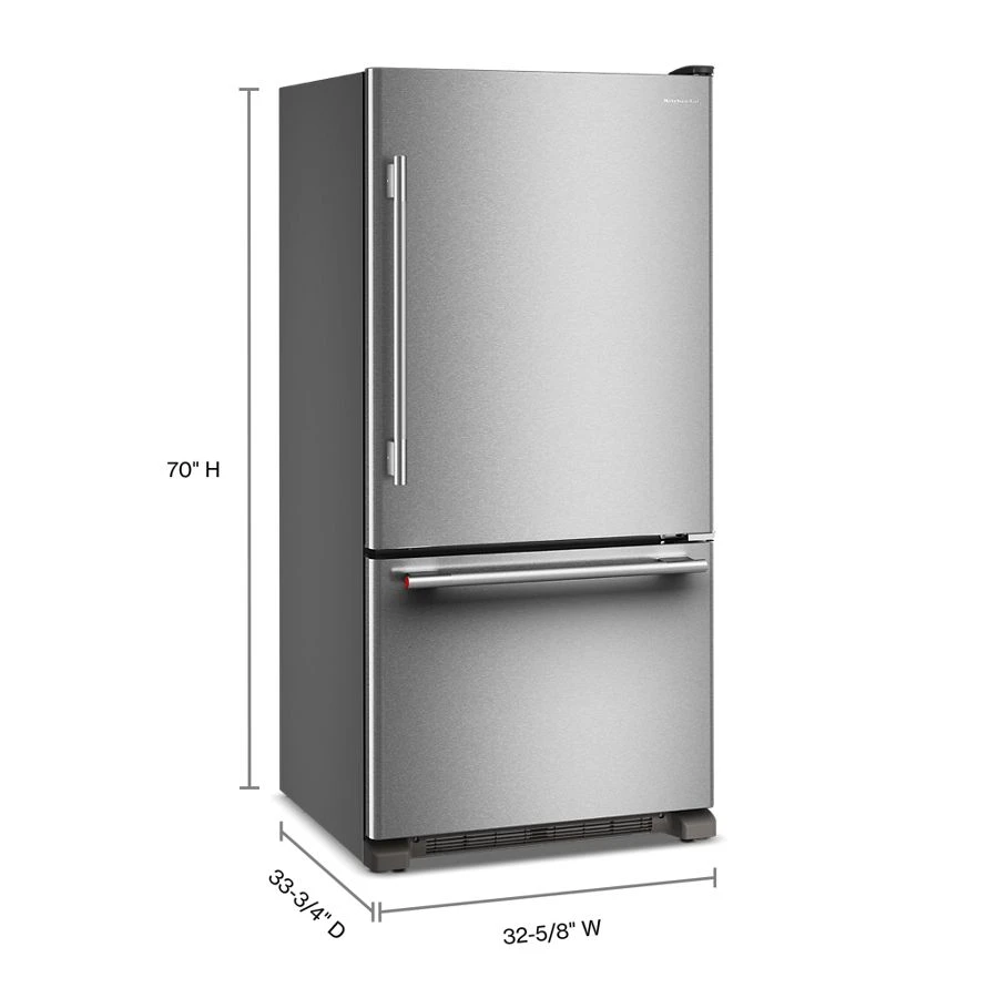 22 Cu. Ft. 33-Inch Standard-Depth Bottom Mount Refrigerator with Right Door Swing KRBR133SPS