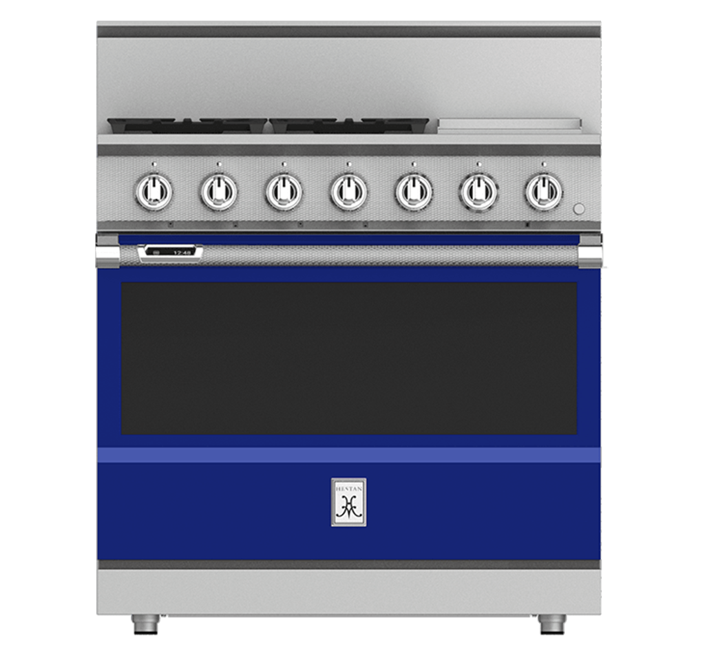36" 4-Burner Dual Fuel Range with 12" Griddle KRD364GDBU