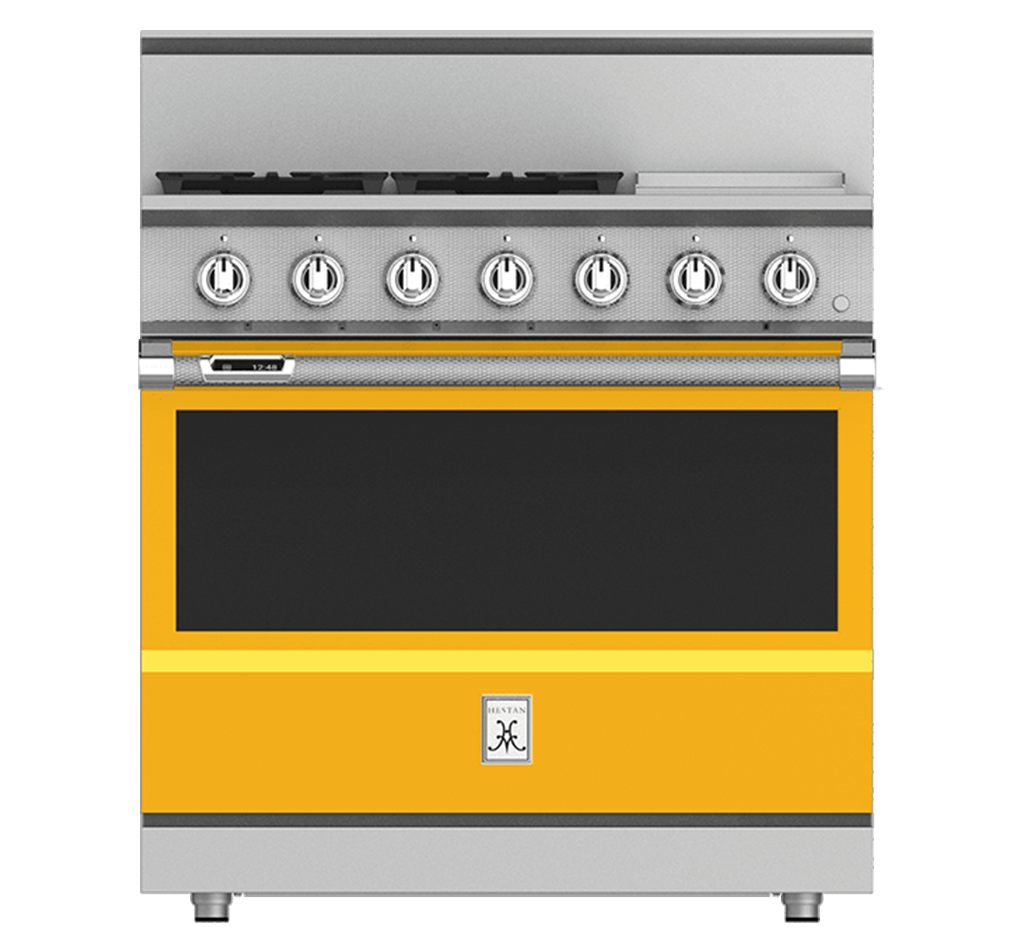 36" 4-Burner Dual Fuel Range with 12" Griddle KRD364GDYW