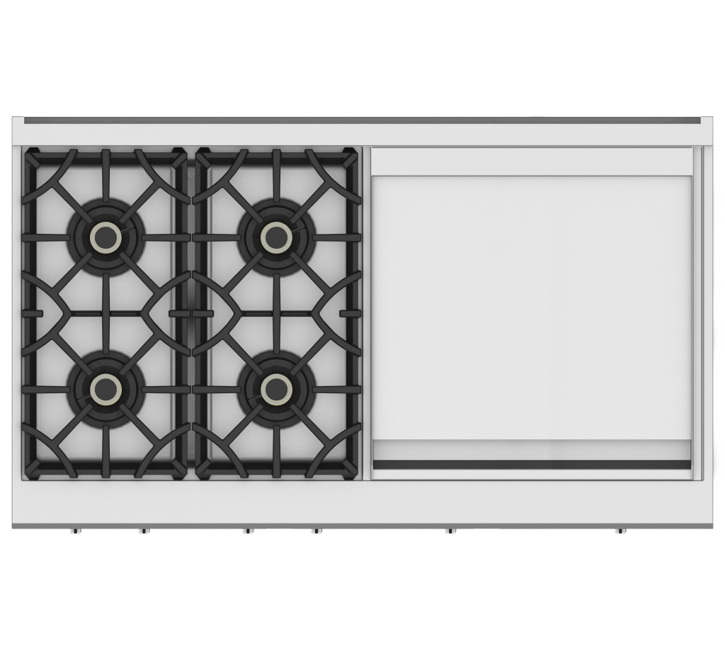 48" 4-Burner Dual Fuel Range with 24" Griddle KRD484GDWH