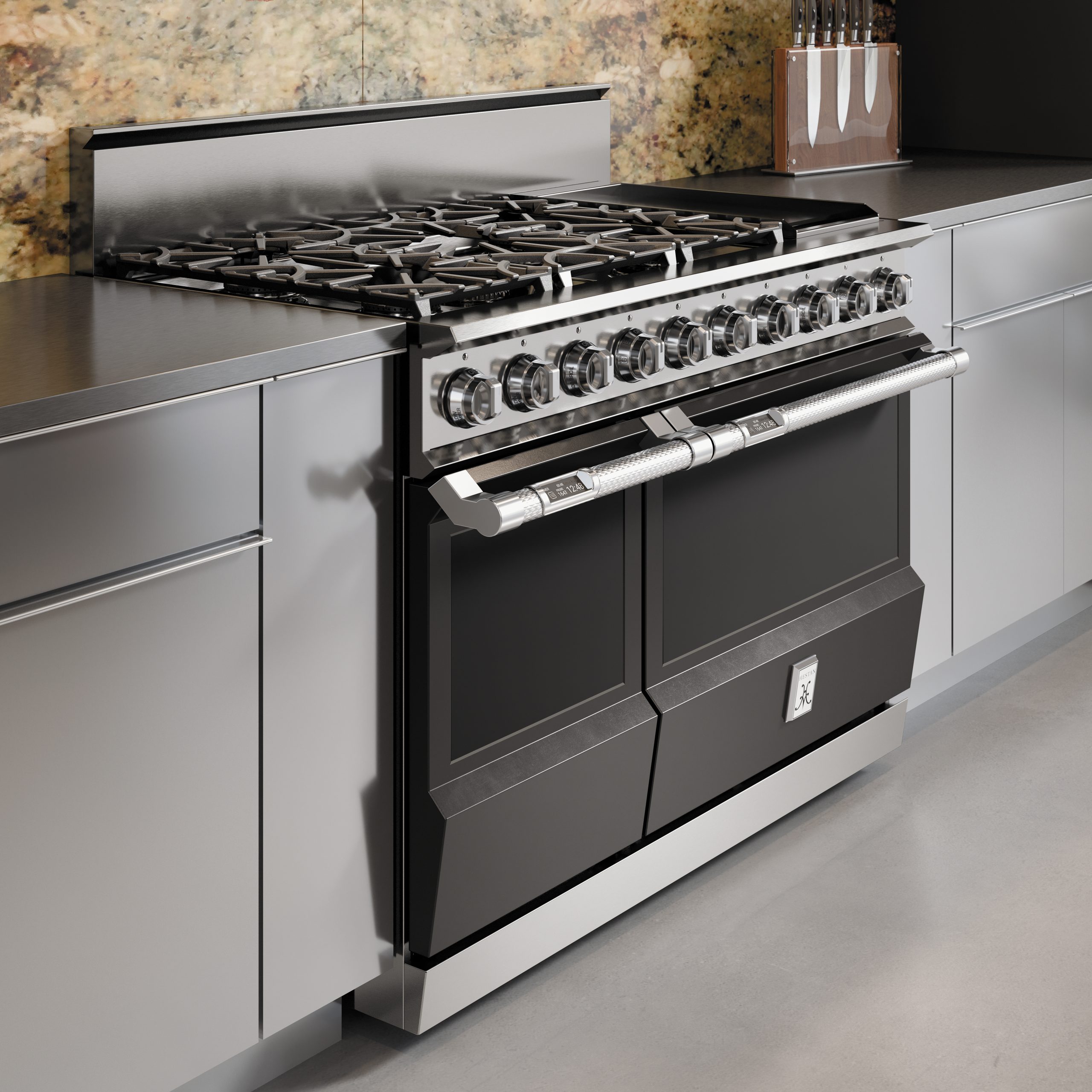 48" 5-Burner Dual Fuel Range with 12" Griddle KRD485GDBK