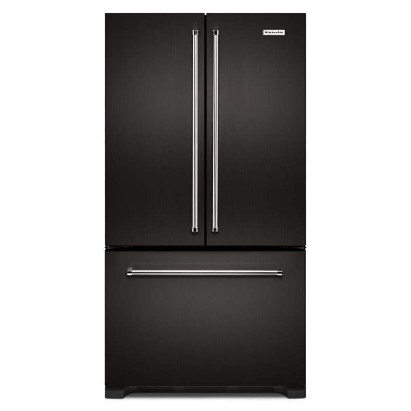 KitchenAid 22 cu. ft. 36-Inch Width Counter Depth French Door Refrigerator with Interior Dispense and PrintShield Finish Black Stainless Steel with PrintShield™ Finish KRFC302EBS Picture 1