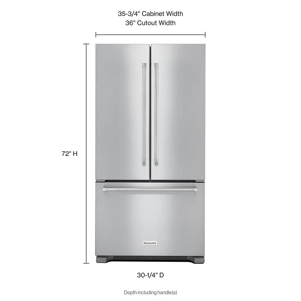 22 cu. ft. 36-Inch Width Counter Depth French Door Refrigerator with Interior Dispense KRFC302ESS