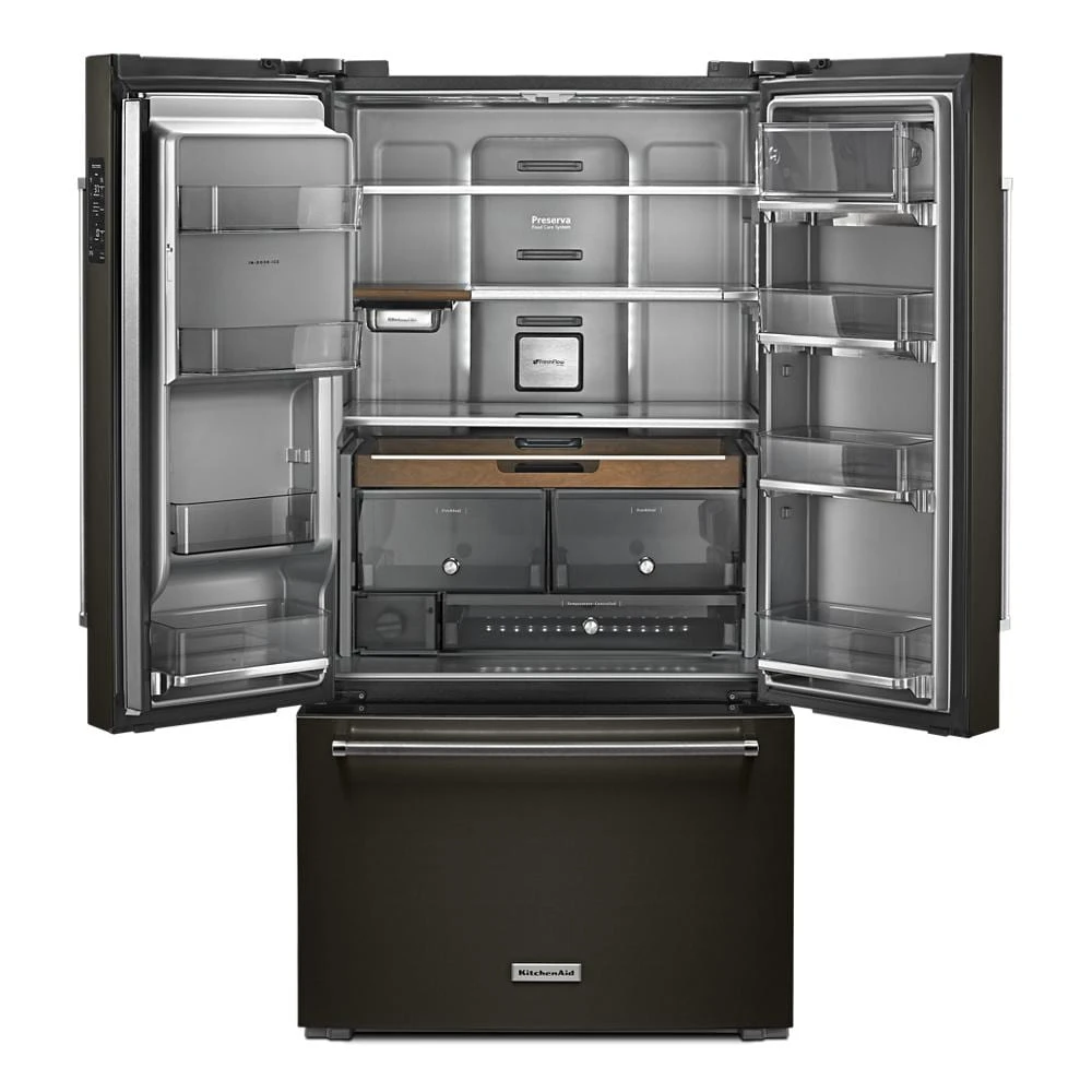 23.8 cu. ft. 36" Counter-Depth French Door Platinum Interior Refrigerator with PrintShield™ Finish KRFC704FBS
