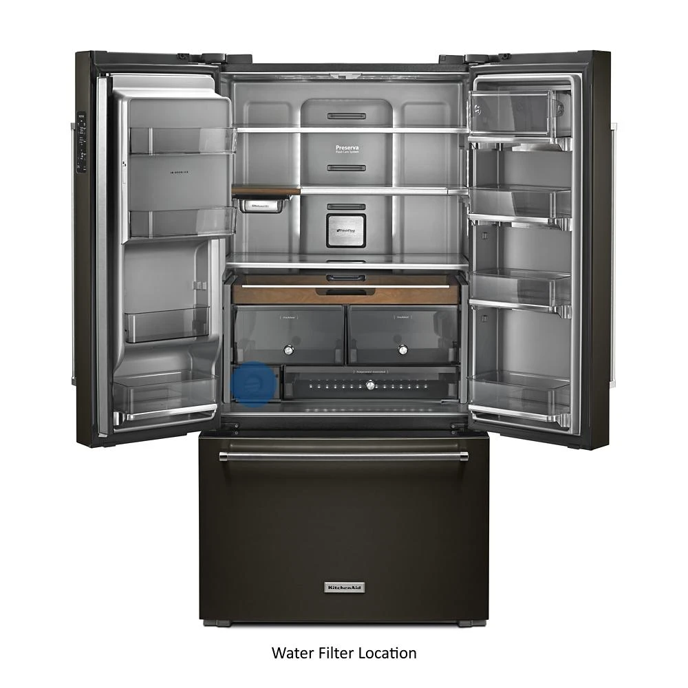 23.8 cu. ft. 36" Counter-Depth French Door Platinum Interior Refrigerator with PrintShield™ Finish KRFC704FBS