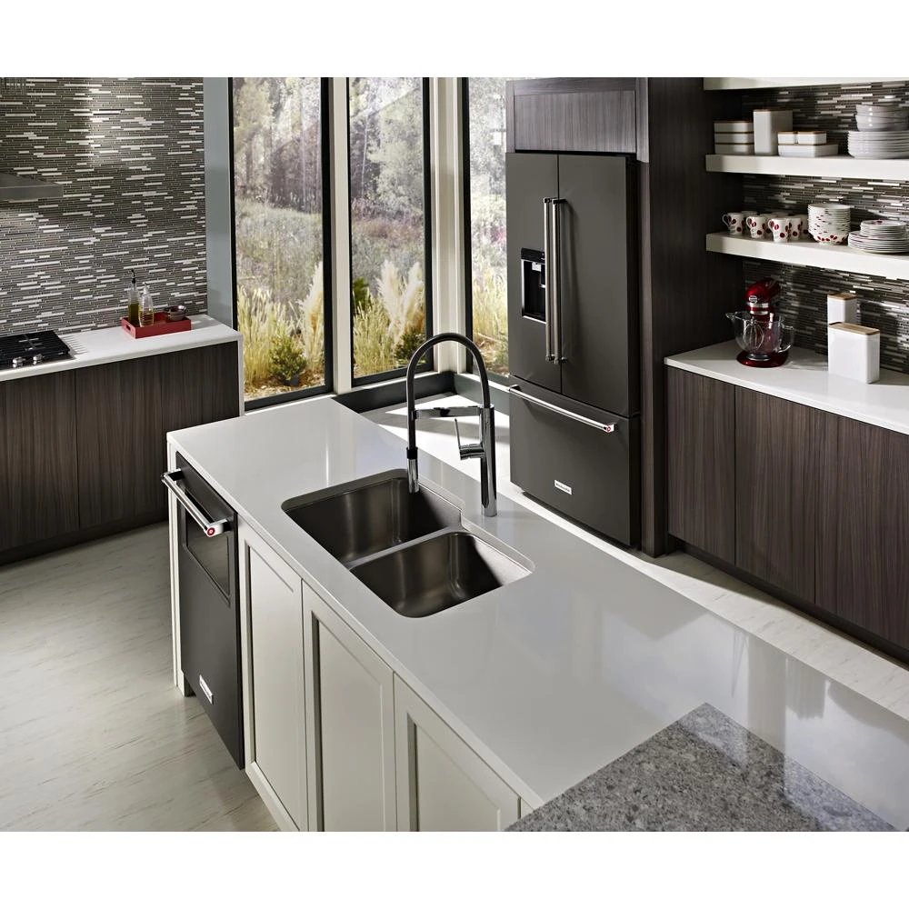 23.8 cu. ft. 36" Counter-Depth French Door Platinum Interior Refrigerator with PrintShield™ Finish KRFC704FBS