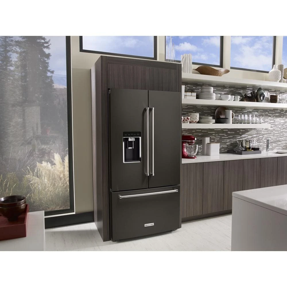 23.8 cu. ft. 36" Counter-Depth French Door Platinum Interior Refrigerator with PrintShield™ Finish KRFC704FBS