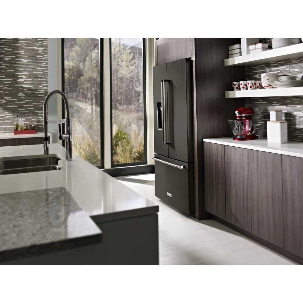 23.8 cu. ft. 36" Counter-Depth French Door Platinum Interior Refrigerator with PrintShield™ Finish KRFC704FBS