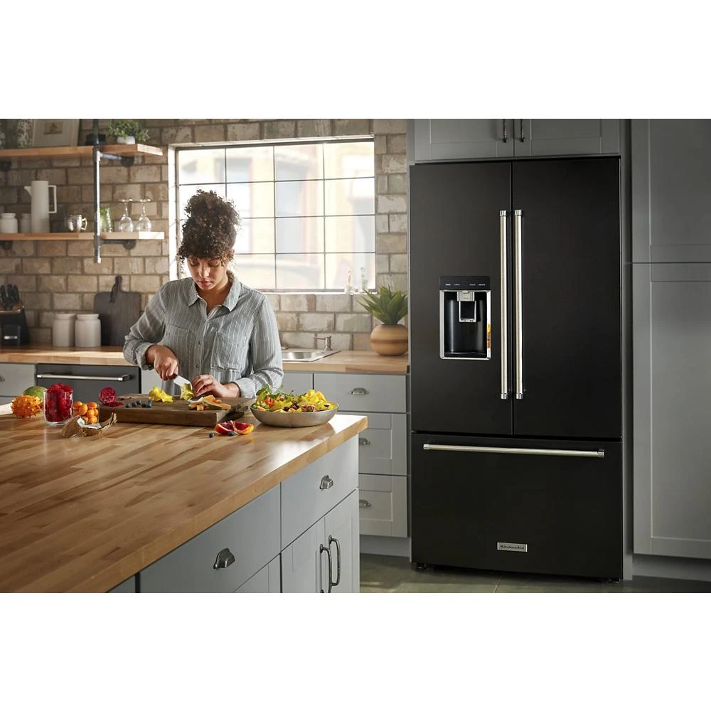 23.8 cu. ft. 36" Counter-Depth French Door Platinum Interior Refrigerator with PrintShield™ Finish KRFC704FBS