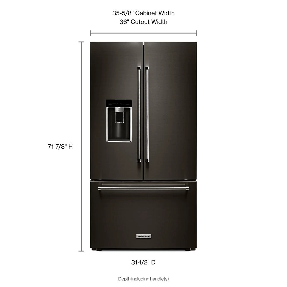 23.8 cu. ft. 36" Counter-Depth French Door Platinum Interior Refrigerator with PrintShield™ Finish KRFC704FBS