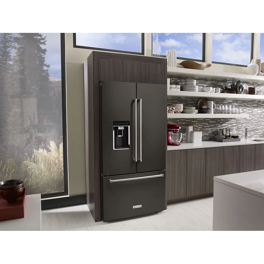 23.8 cu. ft. 36" Counter-Depth French Door Platinum Interior Refrigerator with PrintShield™ Finish KRFC704FBS