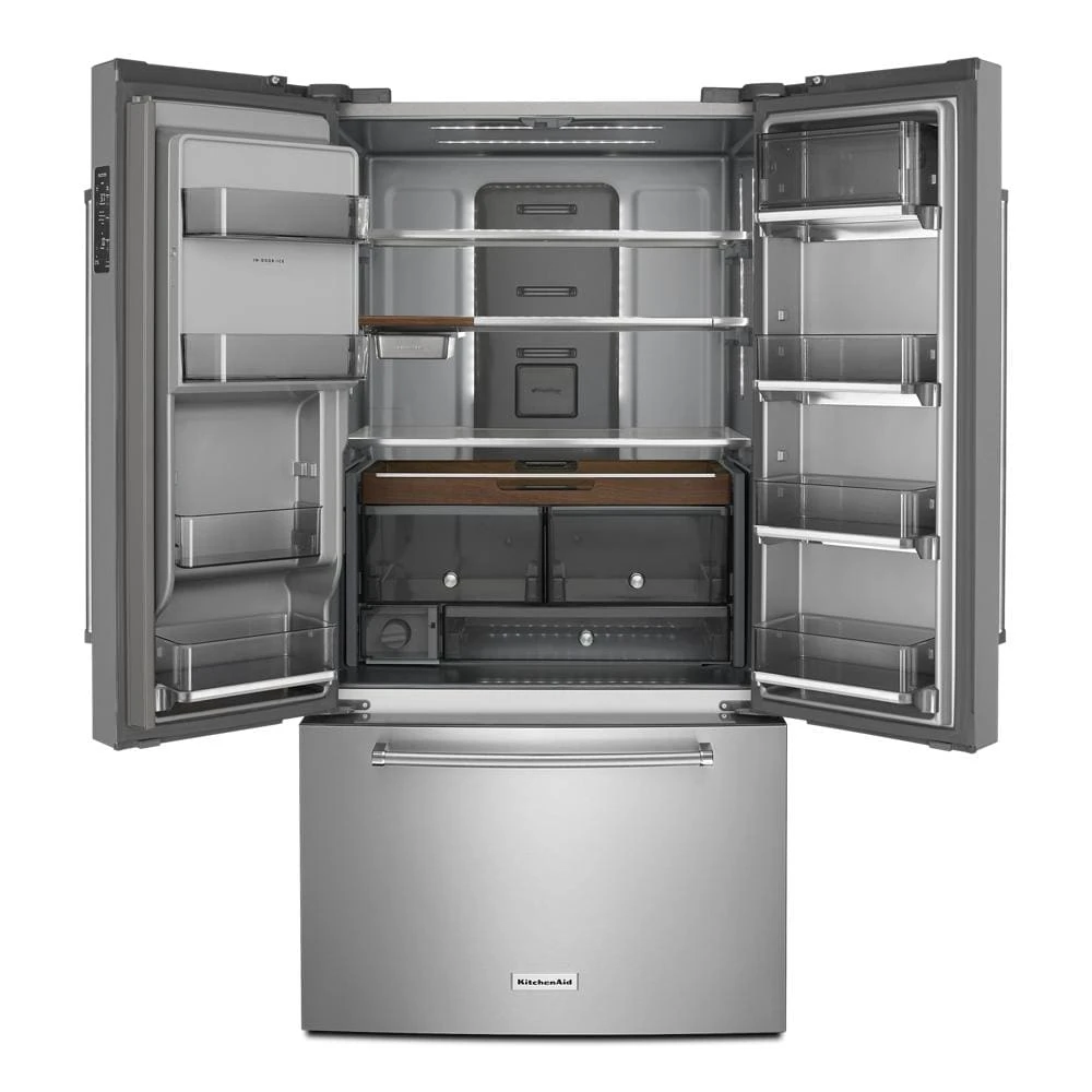 23.8 cu. ft. Counter-Depth French Door Platinum Interior Refrigerator with PrintShield™ Finish KRFC704FPS