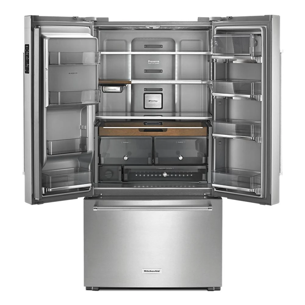 23.8 cu. ft. Counter-Depth French Door Platinum Interior Refrigerator with PrintShield™ Finish KRFC704FPS