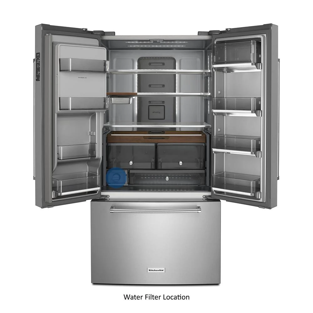 23.8 cu. ft. Counter-Depth French Door Platinum Interior Refrigerator with PrintShield™ Finish KRFC704FPS