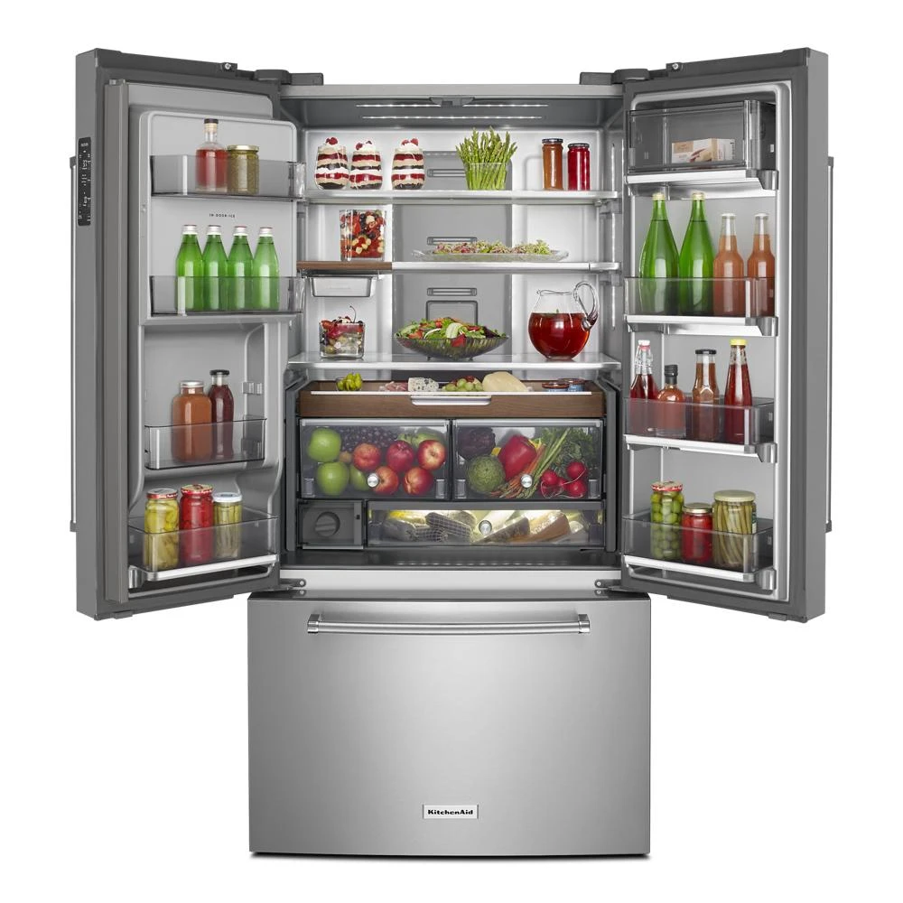 23.8 cu. ft. Counter-Depth French Door Platinum Interior Refrigerator with PrintShield™ Finish KRFC704FPS
