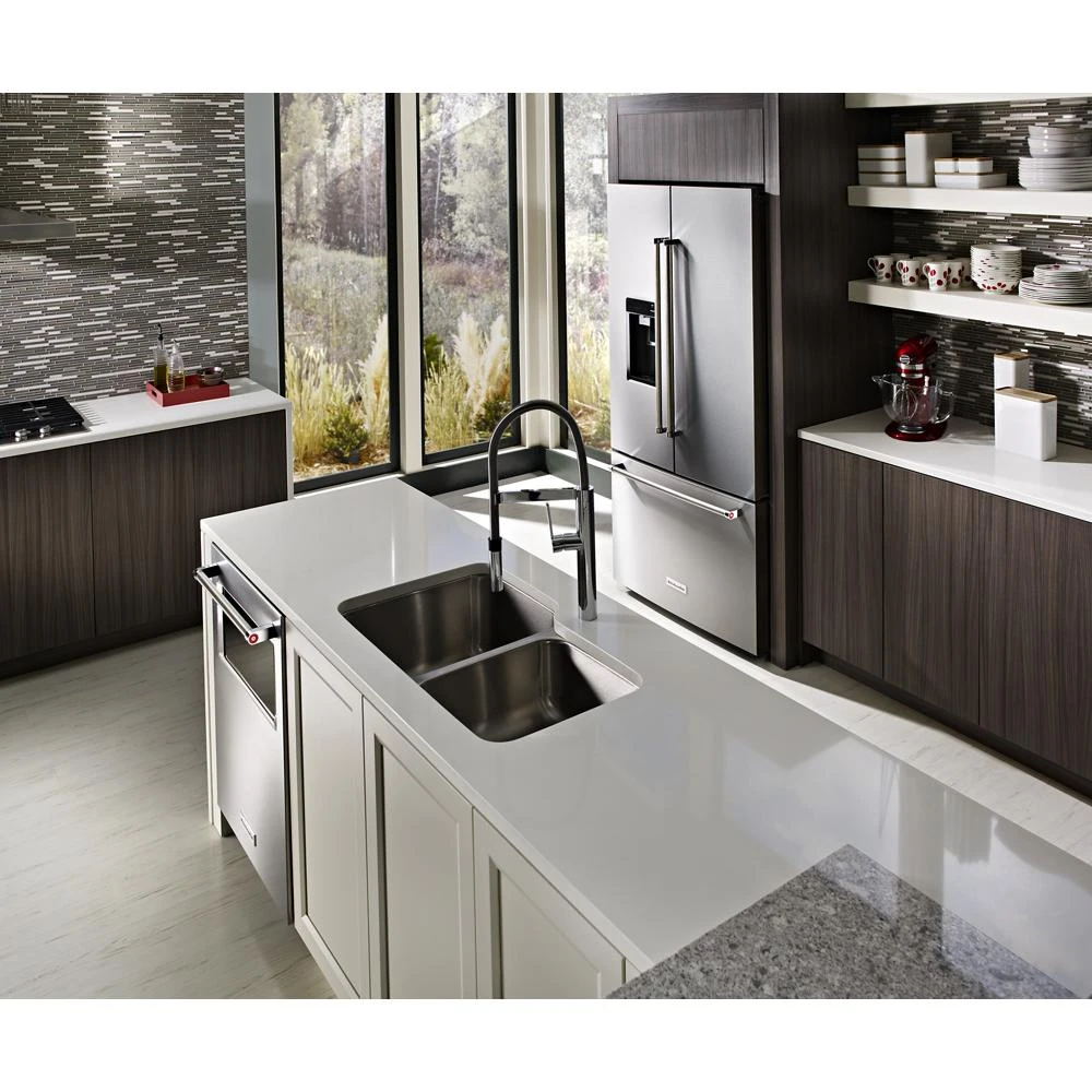 23.8 cu. ft. Counter-Depth French Door Platinum Interior Refrigerator with PrintShield™ Finish KRFC704FPS