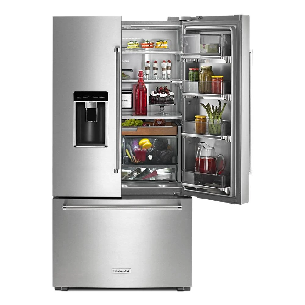 23.8 cu. ft. Counter-Depth French Door Platinum Interior Refrigerator with PrintShield™ Finish KRFC704FPS