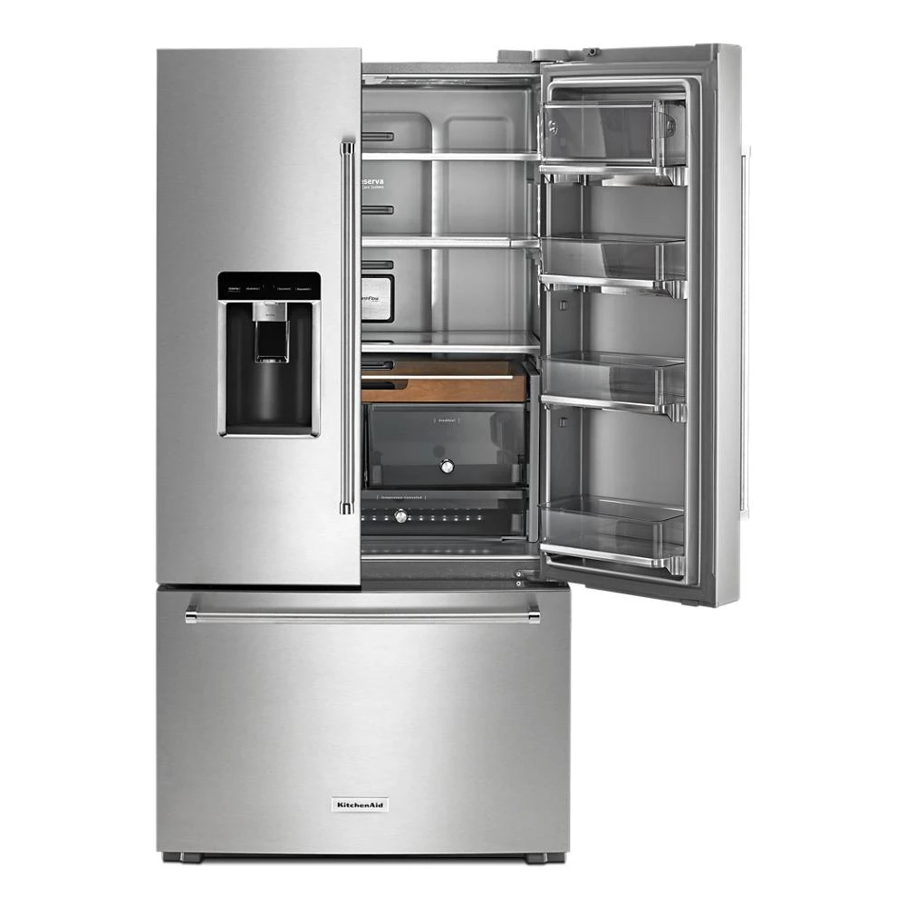 23.8 cu. ft. Counter-Depth French Door Platinum Interior Refrigerator with PrintShield™ Finish KRFC704FPS