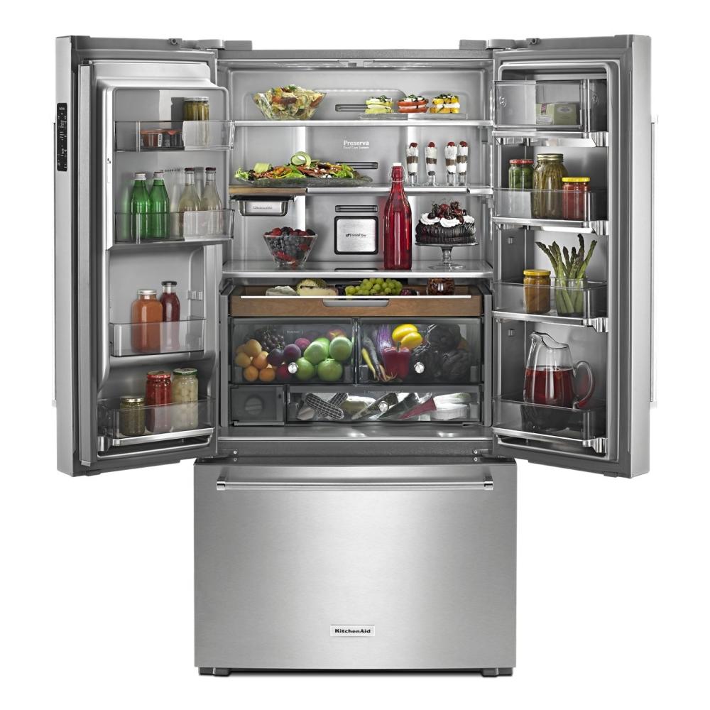 23.8 cu. ft. Counter-Depth French Door Platinum Interior Refrigerator with PrintShield™ Finish KRFC704FPS