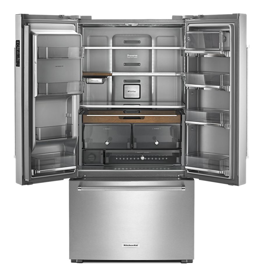 23.8 cu. ft. 36" Counter-Depth French Door Platinum Interior Refrigerator KRFC704FSS