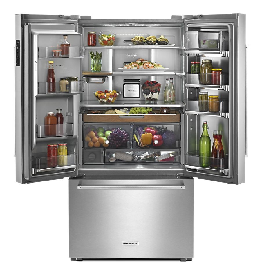 23.8 cu. ft. 36" Counter-Depth French Door Platinum Interior Refrigerator KRFC704FSS