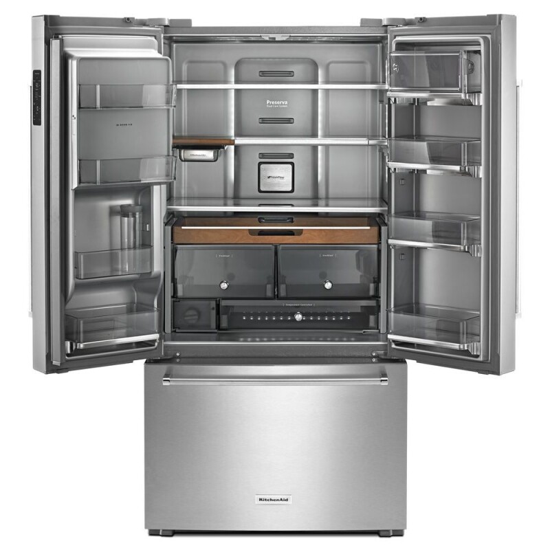 23.8 cu. ft. 36" Counter-Depth French Door Platinum Interior Refrigerator KRFC704FSS