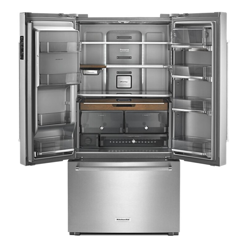 23.8 cu. ft. 36" Counter-Depth French Door Platinum Interior Refrigerator KRFC704FSS