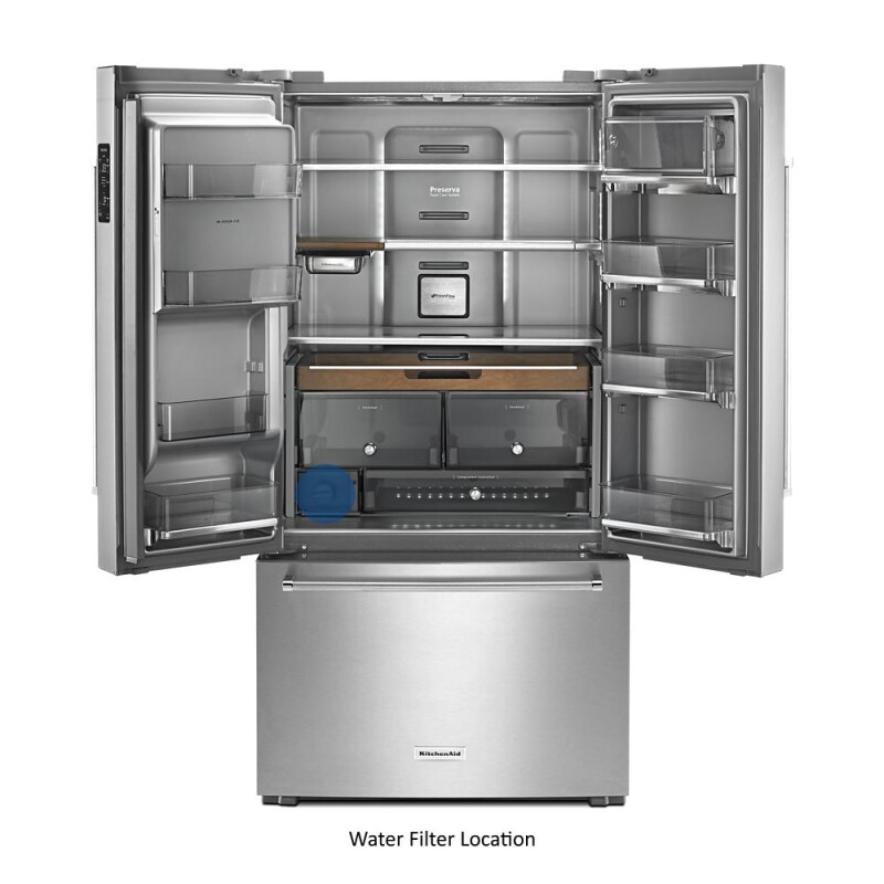 23.8 cu. ft. 36" Counter-Depth French Door Platinum Interior Refrigerator KRFC704FSS