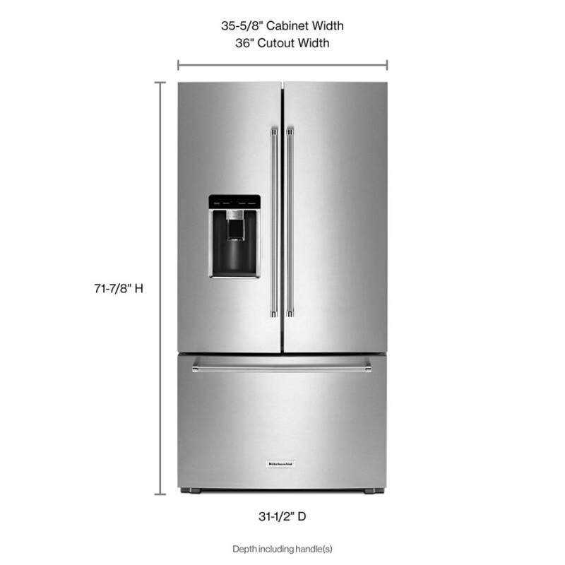 23.8 cu. ft. 36" Counter-Depth French Door Platinum Interior Refrigerator KRFC704FSS