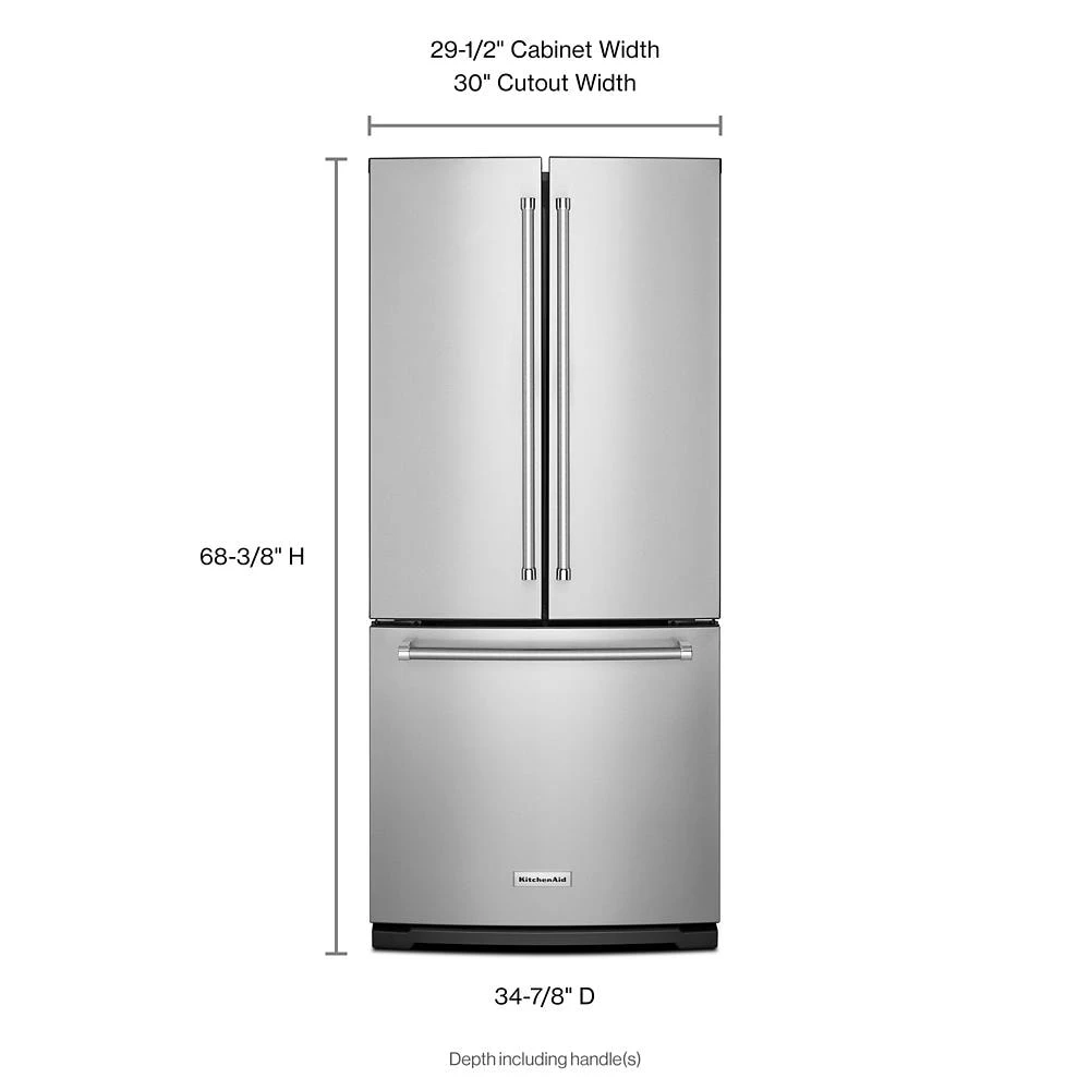 20 cu. Ft. 30-Inch Width Standard Depth French Door Refrigerator with Interior Dispense KRFF300ESS