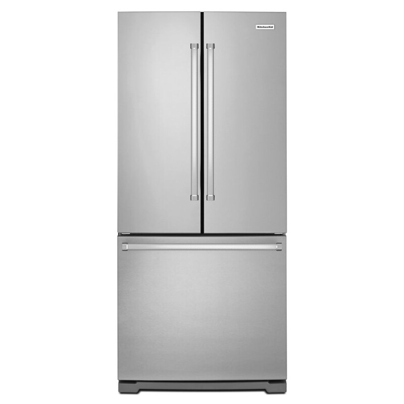 KitchenAid 20 cu. Ft. 30-Inch Width Standard Depth French Door Refrigerator with Interior Dispense Stainless Steel KRFF300ESS Picture 1