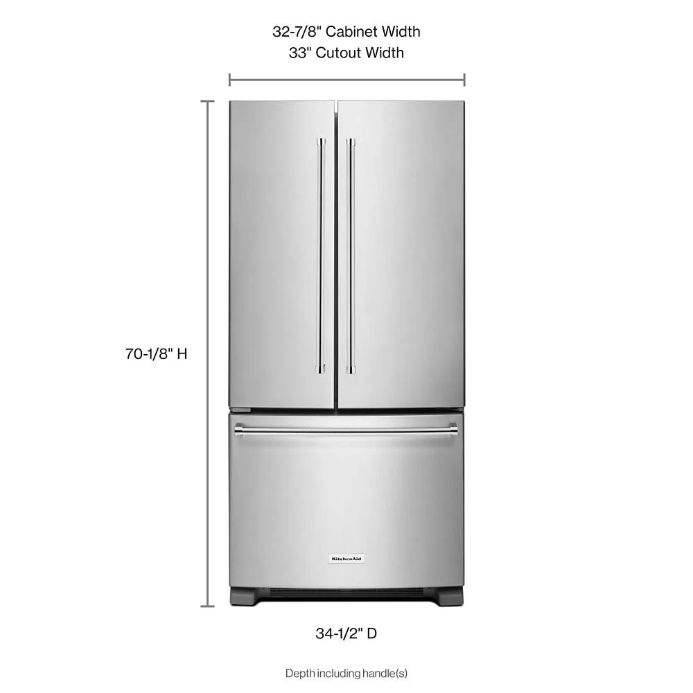22 Cu. Ft. 33-Inch Width Standard Depth French Door Refrigerator with Interior Dispenser KRFF302ESS