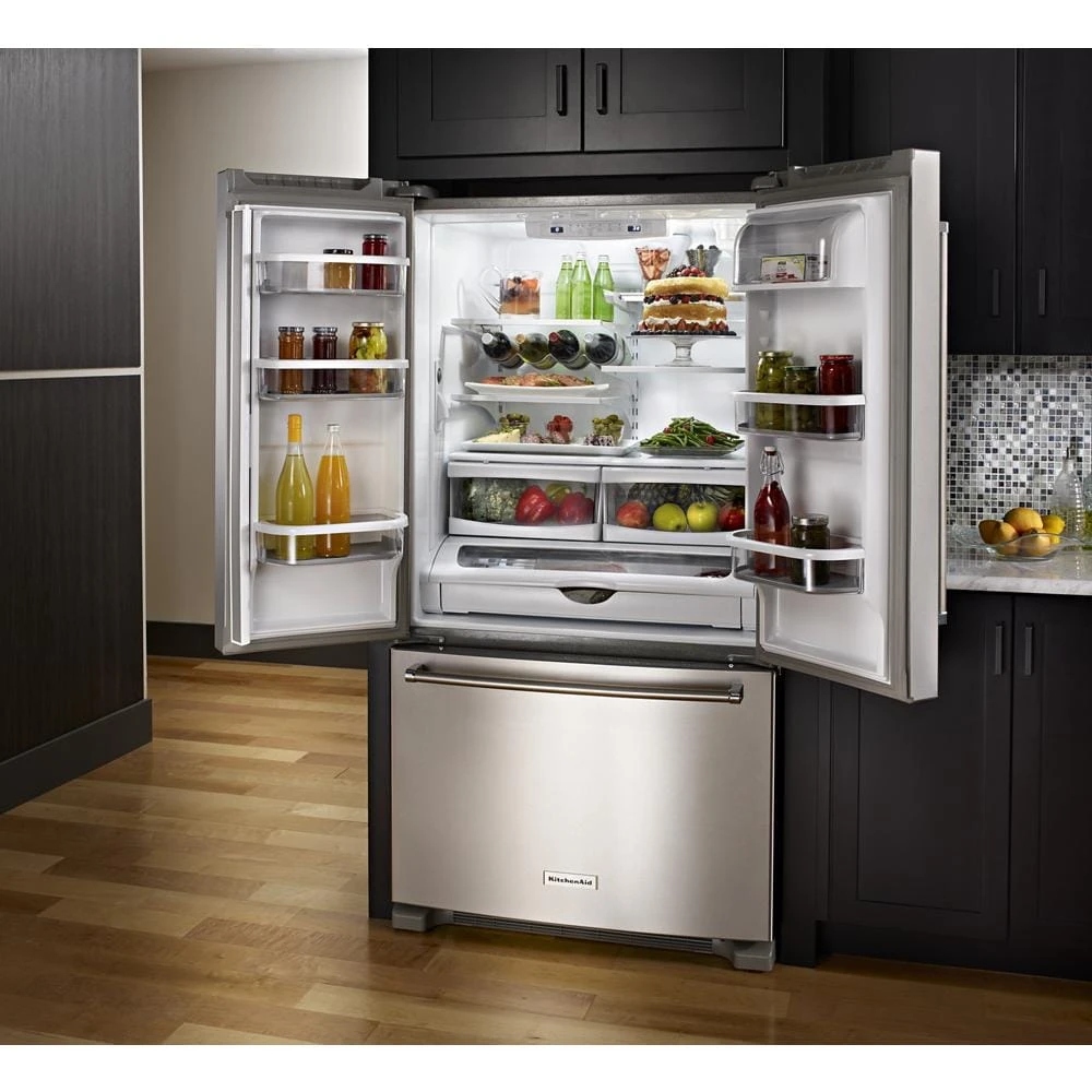 25 Cu. Ft. 36-Width Standard Depth French Door Refrigerator with Interior Dispense KRFF305ESS