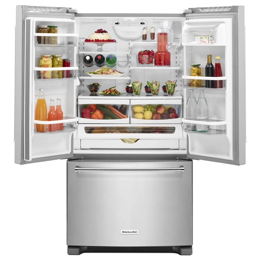 25 Cu. Ft. 36-Width Standard Depth French Door Refrigerator with Interior Dispense KRFF305ESS