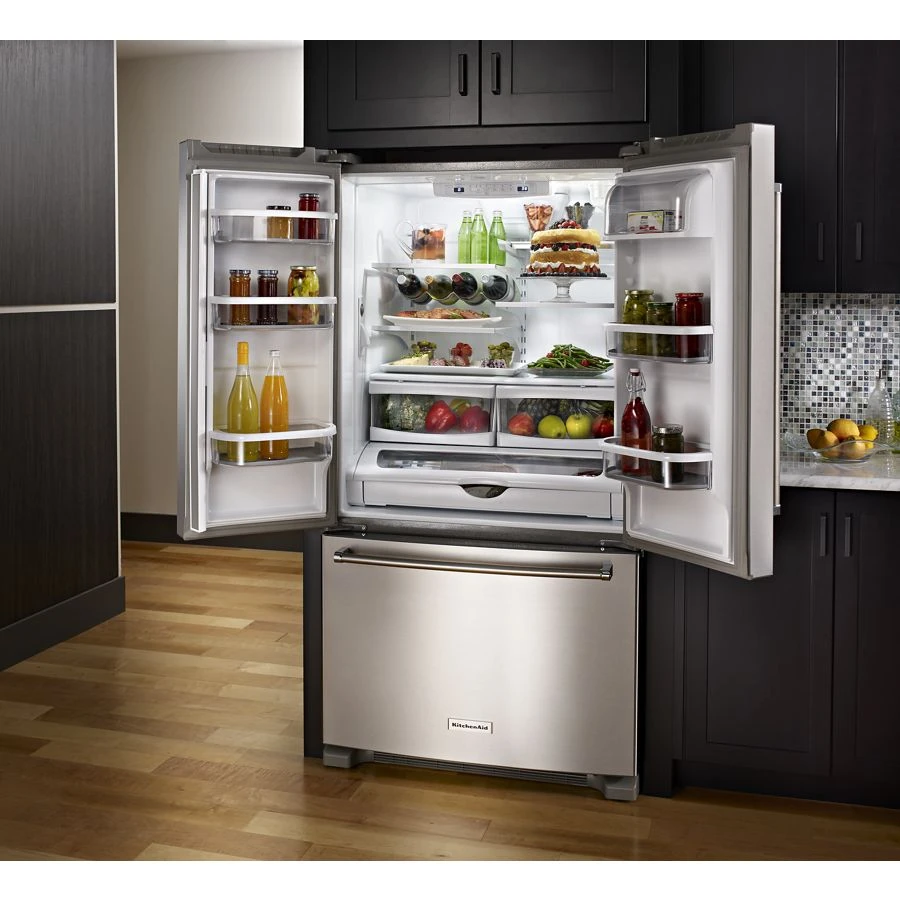 25 Cu. Ft. 36-Width Standard Depth French Door Refrigerator with Interior Dispense KRFF305ESS